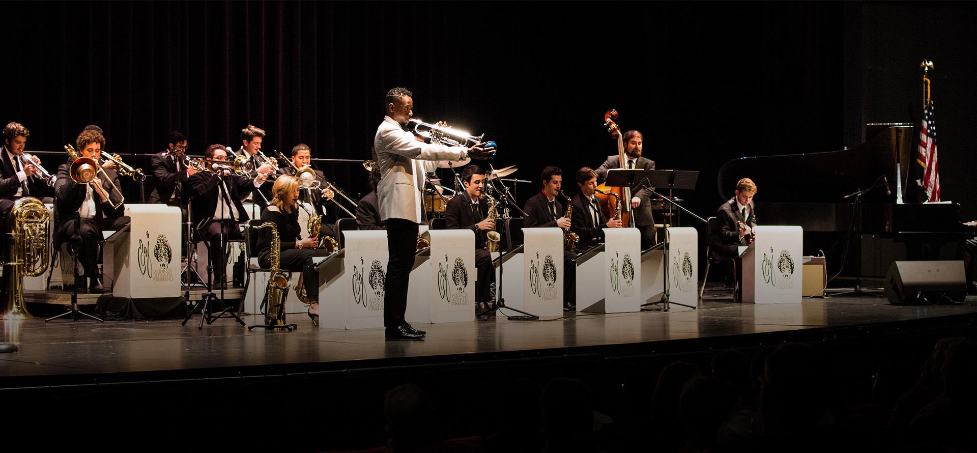 Students playing a saxophone